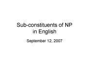 Subconstituents of NP in English