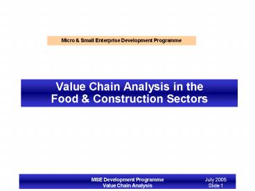 MSE Development Programme
