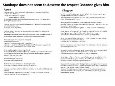 Stanhope does not seem to deserve the respect Osborne gives him