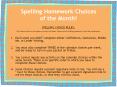 Spelling Homework Choices of the Month! PowerPoint PPT Presentation