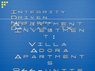 Apartment Investment: