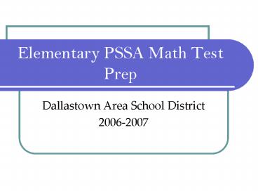 Elementary PSSA Math Test Prep