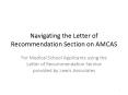 Navigating the Letter of Recommendation Section on AMCAS PowerPoint PPT Presentation