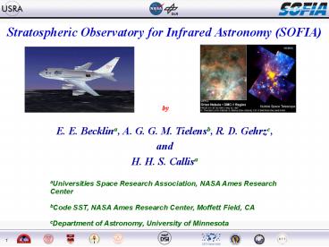 Stratospheric Observatory for Infrared Astronomy SOFIA