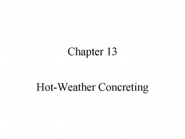 HotWeather Concreting