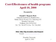 Cost-Effectiveness of health programs April 10, 2000