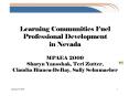 Learning Communities Fuel Professional Development in Nevada MPAEA 2009 Sharyn Yanoshak, Teri Zutter, Claudia Bianca-DeBay, Sally Schumacher PowerPoint PPT Presentation