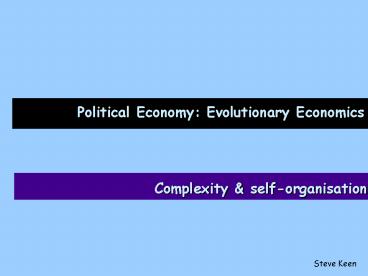 Political Economy: Evolutionary Economics