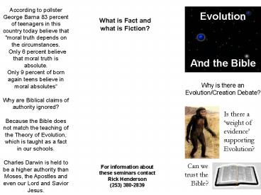 Is there a weight of evidence supporting Evolution