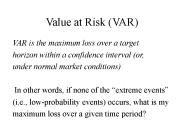 Value at Risk (VAR)
