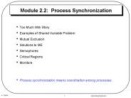 Module 2.2: Process Synchronization