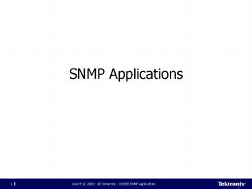 SNMP Applications