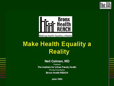 Make Health Equality a Reality