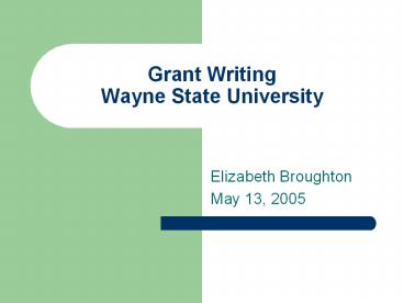 Grant Writing Wayne State University