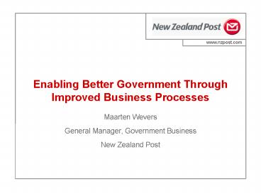 Enabling Better Government Through Improved Business Processes