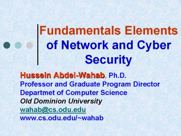 Fundamentals Elements of Network and Cyber Security