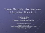 Transit Security: An Overview of Activities Since 9/11