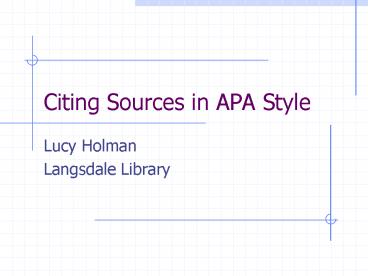 Citing Sources in APA Style