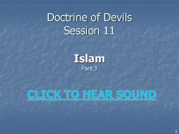 Doctrine of Devils Session 11