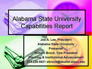 Alabama State University Capabilities Report