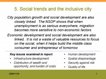 5' Social trends and the inclusive city