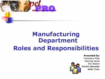 Manufacturing Department