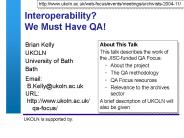 Interoperability? We Must Have QA!