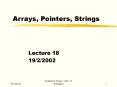 Arrays, Pointers, Strings PowerPoint PPT Presentation