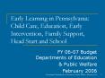 Early Learning in Pennsylvania: Child Care, Education, Early Intervention, Family Support, Head Star PowerPoint PPT Presentation