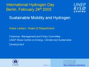 International Hydrogen Day Berlin, February 24th 2005