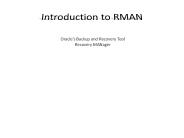Introduction to RMAN