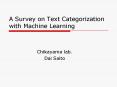 A Survey on Text Categorization with Machine Learning PowerPoint PPT Presentation