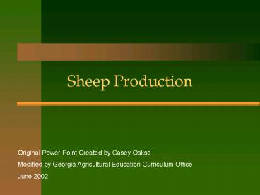 Sheep Production