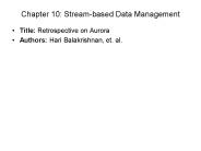 Chapter 10: Stream-based Data Management