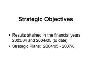 Strategic Objectives