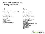Pulp- and paper testing Testing equipment