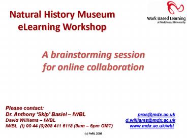 Natural History Museum eLearning Workshop
