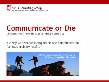 Communicate or Die Championship Teams through Speaking