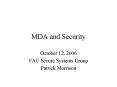 MDA and Security PowerPoint PPT Presentation