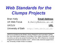 Web Standards for the Clumps Projects
