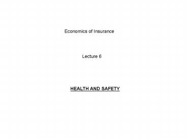 Economics of Insurance