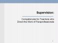 Supervision: Competencies for Teachers who Direct the Work of Paraprofessionals PowerPoint PPT Presentation