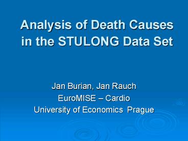 Analysis of Death Causes in the STULONG Data Set