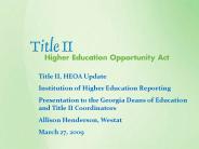 Title II, HEOA Update