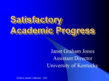 Satisfactory Academic Progress