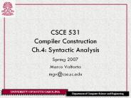 CSCE 531 Compiler Construction Ch.4: Syntactic Analysis