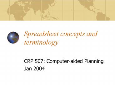 Spreadsheet concepts and terminology