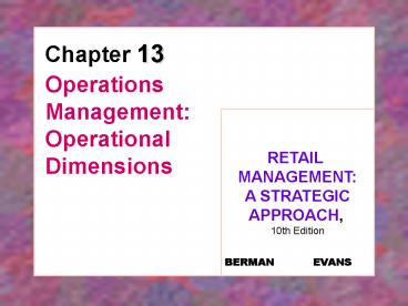 Operations Management: Operational Dimensions