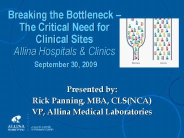 Breaking the Bottleneck The Critical Need for Clinical Sites Allina Hospitals