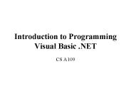Introduction to Programming Visual Basic .NET